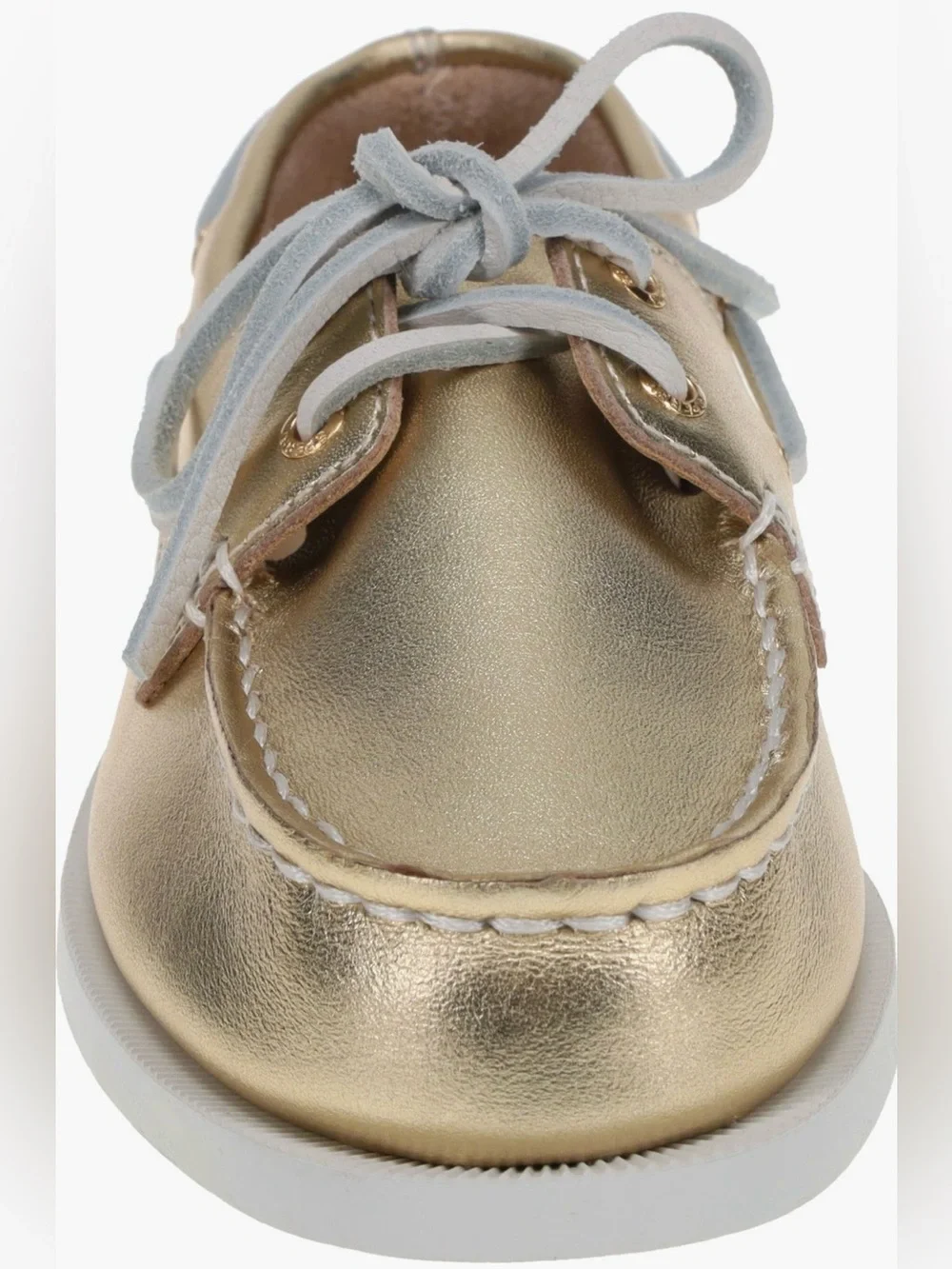 Sperry Kids Gold Metallic Leather Boat Shoes 2-Eye Lace Up Non-Slip Size 13